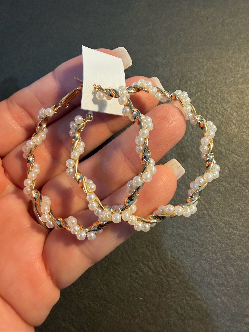 Gold Pearl-Twist Hoop Earrings - Women's Fashion Jewelry